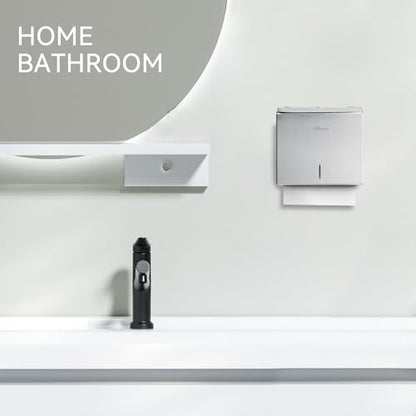 Commercial Paper Towel Dispenser Wall Mount - Heavy Duty Stainless Steel Multifold Paper Towel Dispenser for Bathroom Restroom & Office - Fits C Fold Trifold Hand Towels - color: Brushed