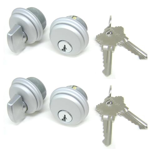 Storefront Door Mortise Lock Cylinder & Thumbturn, Aluminum, 2 Sets - color: Aluminum Silver, size: 2 Pack, style: Keyed & Thumbturn