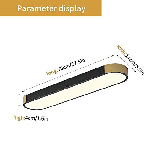 Tioolo Dimmable LED Ceiling Light, 27.5in Linear Ceiling Light with Remote - color: Black+Gold/36W