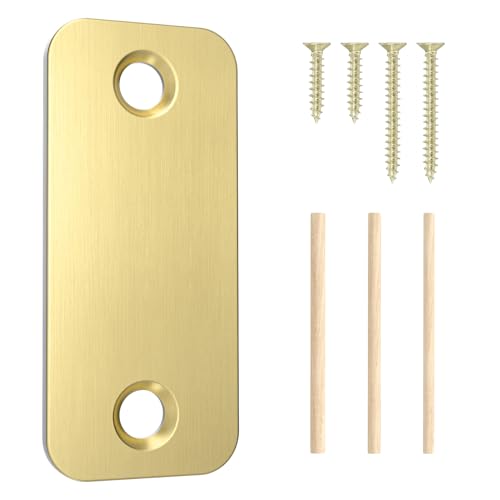 1" x 2-1/4" Door Hole Cover Plate, Stainless Steel Door Strike Filler Plate - color: Satin Gold, size: 1 Pack