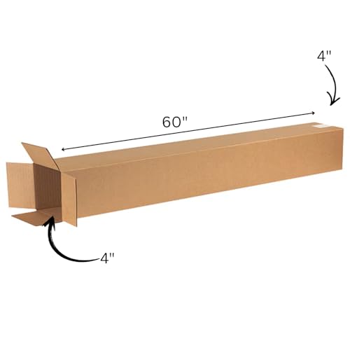 4x4x60 Tall Corrugated Shipping Boxes, Single Wall, Pack of 25 | Shipping, Packaging, Moving, Storage Box for Business - size: 4x4x60