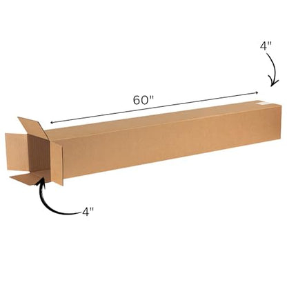 4x4x60 Tall Corrugated Shipping Boxes, Single Wall, Pack of 25 | Shipping, Packaging, Moving, Storage Box for Business - size: 4x4x60