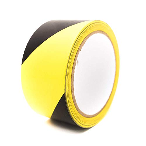 Bertech Black/Yellow Safety Warning Vinyl Tape, 6" Wide x 54 Feet Long - color: Black and Yellow, size: 6 Inches Wide x 54 Feet Long