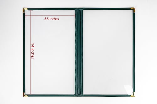 Menu Covers, Double Pages, 8.5" x 14" Legal Size, Green, Pack of 6 - color: Green