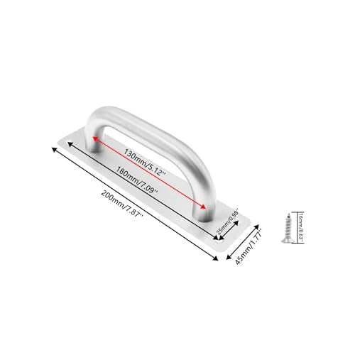 Pull and Push Plate Door Handle, Stainess Steel Door Handle Pull Plate,Silver Door Pull Plate with Handle for Barn Sliding Commercial Wooden Composite Fire Door,7.87 * 1.77''2 PCS - size: 200*45mm/7.87*1.77'' Silver