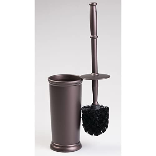 mDesign Toilet Bowl Brush and Holder - Covered Bathroom Brush - Standing Scrubber in Modern Holder - Space Saving, Deep Cleaning - 2 Pack - Hyde Collection, Bronze - color: Bronze, size: Pack of 2
