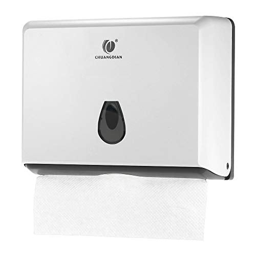 CHUANGDIAN Multifold Paper Towel Dispenser Wall-Mounted Bathroom Tissue Dispenser for Business Commercial Use (White) - color: White