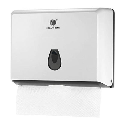 CHUANGDIAN Multifold Paper Towel Dispenser Wall-Mounted Bathroom Tissue Dispenser for Business Commercial Use (White) - color: White