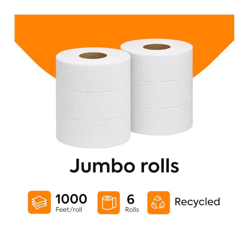 Coastwide Professional Recycled Jumbo Toilet Paper, 2-Ply, 6 Rolls - size: 1 Count (Pack of 6), style: 1,000 ft.