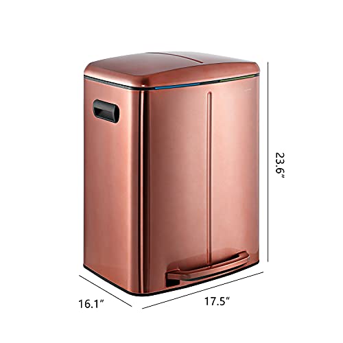 happimess Marco 10.6 Gal Double Bucket Step Trash Can, Rose Gold - color: Rose Gold