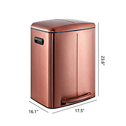 happimess Marco 10.6 Gal Double Bucket Step Trash Can, Rose Gold - color: Rose Gold