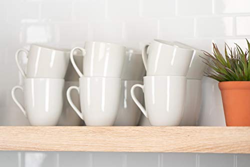 10 Strawberry Street Catering Ceramic 12 oz Coffee Mugs, Round, Set of 12, White - Coffee Cups for Coffee, Tea, Latte and Hot Beverages for Everyday Use, Microwave and Dishwasher Safe - size: 12 Oz. Mug, style: Round