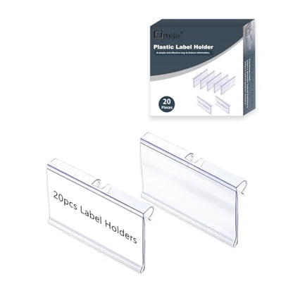 Diteje 20 Pack Wire Shelf Label Holders with Paper Inserts,3.15x1.50inch - size: 3.15x1.65in