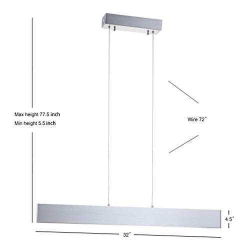 JONATHAN Y Draper 1-Light LED Linear Pendant 32", Brushed Aluminum - color: Brushed Aluminum, size: 32"