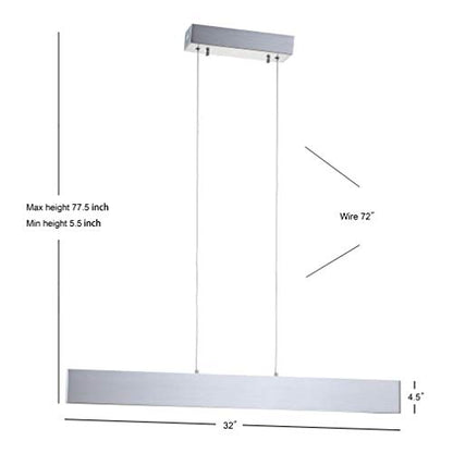 JONATHAN Y Draper 1-Light LED Linear Pendant 32", Brushed Aluminum - color: Brushed Aluminum, size: 32"