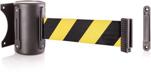 US Weight Wall Mount with 13' Chevron Retractable Belt - color: Yellow/Black Chevron Pattern, size: 13'