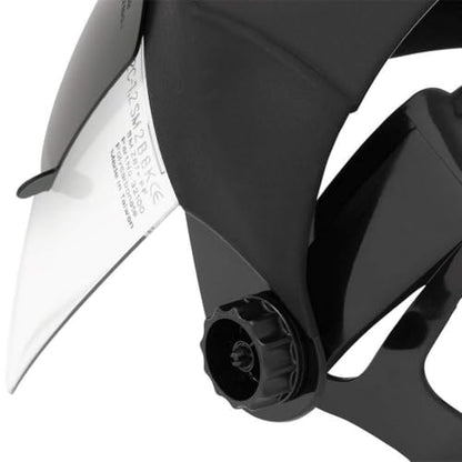 Sellstrom DP4 Face Shield - Lightweight Mask with High Impact Crown & Ratchet Headgear for Work, Grinding, Plasma/Flame Cutting - ANSI Z87.1 - Clear Anti Fog Polycarbonate Window - UV/IR Flip Up Visor - style: Shade 6 Cobalt Visor
