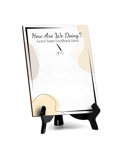 How Are We Doing? Leave Your Feedback Here 6x8 Dry Wipe Table Sign Easy Installation | Restaurant & Bar | Customer Input | No Pen Included - style: How are We Doing?