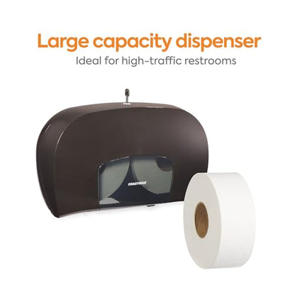 Coastwide Professional Twin Jumbo Roll Toilet Paper Dispenser, Black