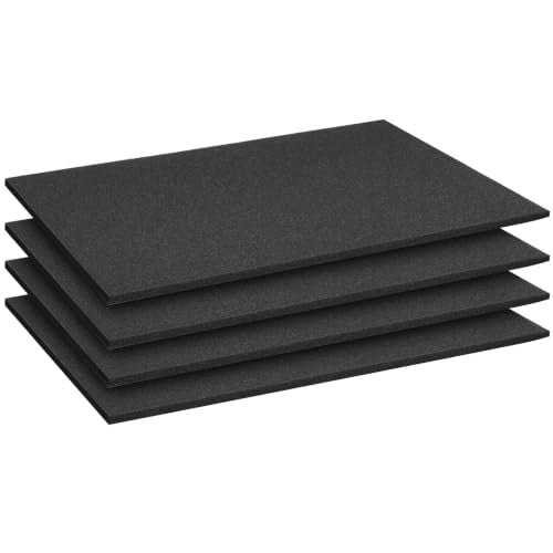 NATGAI Black Polyurethane Foam Sheets, 4 PCS, 15.7 x 11.8 x 0.4 inch