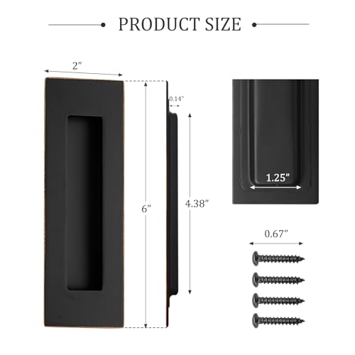 Pocket Door Pull and Edge Pull Oil Rubbed Bronze Set, 6Inch Handles Hardware Latch,Recessed Finger Flush Pulls,for Closet,Sliding,Barn Door - color: Oil Rubbed Bronze, size: 6Inch-A
