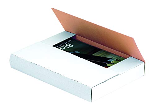 Boxes Fast BFM1BK Corrugated Cardboard Easy-Fold Mailers, 11 1/8 x 8 5/8 x 2 Inches, Fold Over Mailers, Adjustable Die-Cut Shipping Boxes, Multi-Depth, Large White Mailing Boxes (Pack of 50)