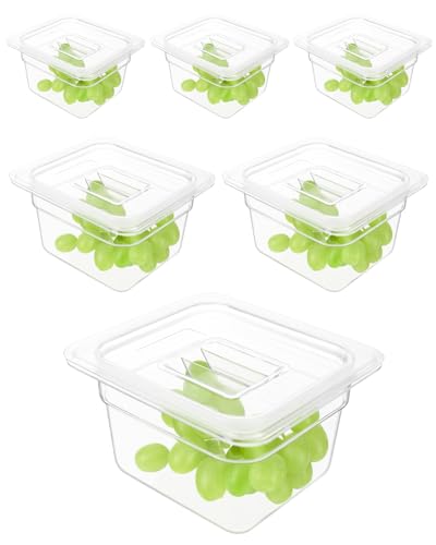 6 Pack Food Pan with Lids,1/6 Size Shatterproof Stackable Plastic Hotel Food Pan for Party, Catering, Home kitchens Meal Prep,-40°F to 212°F (1.62QT(1.53L), 1/6 size 4" deep) - size: 1/6 size 4" deep