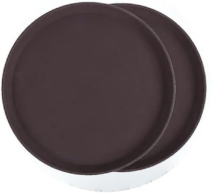 TrueCraftware- 11" Round Serving Tray Fiberglass Brown Set of 2- Non Slip Surface Service Trays Round Tray Plastic Food Meals Server Tray for Home Kitchen Restaurant Cafeteria Bar Hotel - color: Brown, size: 11" Round