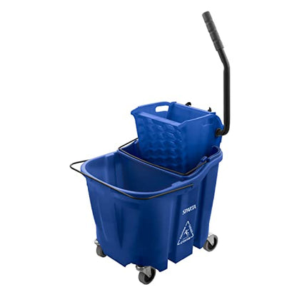 SPARTA 35 Qt Mop Bucket System with Wringer and Insert, Blue - color: Blue