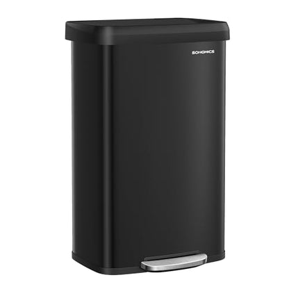 SONGMICS Kitchen Trash Can, 21 Gallon (80 L) Stainless Steel Garbage Can, with Stay-Open Lid and Step-on Pedal, Soft Closure, Tall, Large and Space-Saving, Black ULTB534B01 - color: Black, style: 21 Gallons