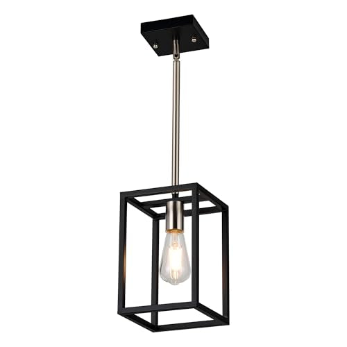 Single 1 Light Black and Brushed Nickel Modern Industrial Pendant Lighting Fixture Hanging Ceiling Light for Dining Room Living Room - color: Black & Brushed Nickel, size: 1 Lights