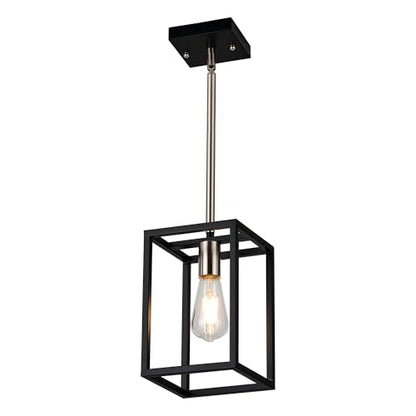 Single 1 Light Black and Brushed Nickel Modern Industrial Pendant Lighting Fixture Hanging Ceiling Light for Dining Room Living Room - color: Black & Brushed Nickel, size: 1 Lights