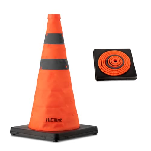 HiGiant 1 Pack 18 Inch Orange Collapsible Traffic Safety Cones, Black Base - size: 18 Inch