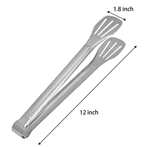 Serving Tongs Kitchen Tongs,Buffet Tongs, Stainless Steel Food Tong Serving Tong,small tongs 6 Pack (12 Inch) - size: 12 Inch