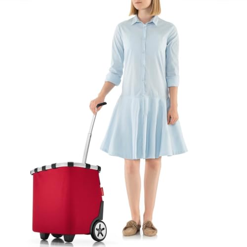reisenthel carrycruiser red - Portable Shopping Trolley with Sturdy Aluminum Frame, Shoulder Strap and Removable mesh Inner Bag -Water-Repellent - color: Red