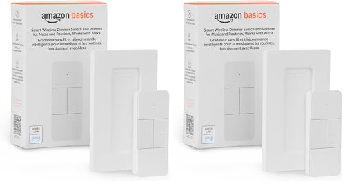 Amazon Basics Smart Dimmer Switch and Remote for Music and Routines, Compatible with Alexa Only, Compatible Echo Devices Required, Easy Setup, No Wiring Required, Handheld (Pack of 2) - size: Small (Pack of 2)
