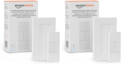 Amazon Basics Smart Dimmer Switch and Remote for Music and Routines, Compatible with Alexa Only, Compatible Echo Devices Required, Easy Setup, No Wiring Required, Handheld (Pack of 2) - size: Small (Pack of 2)