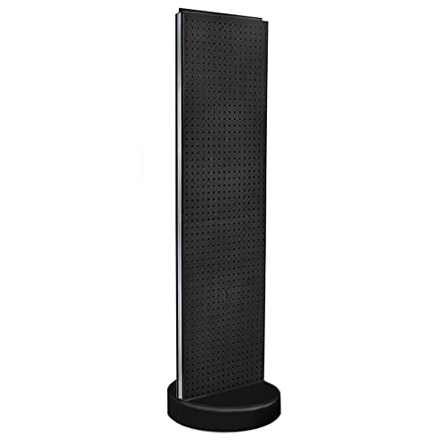 Azar Displays 700780 TWO-SIDED PEGBOARD FLOOR DISPLAY W/C-CHANNEL SIDES ON REVOLVING ROUND STUDIO BASE. PANEL SIZE: 16"W X 60"H, (Black Midnight) - color: Black Midnight