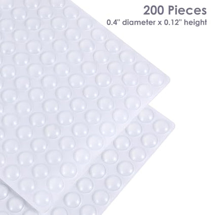 Juminiz 200 Pieces Cabinet Door Bumpers, 0.4inch Round Silicone Clear
