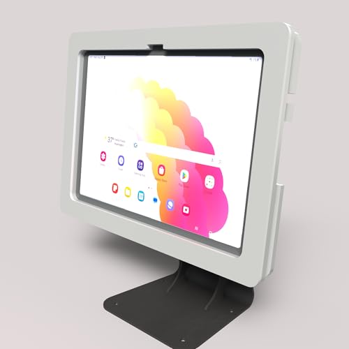 Anti-Theft Acrylic Case for Lenovo TAB Tablet with 360 Rotate 180 Swivel Metal Desktop Stand & 90-Degree USB C Cable (White, M10 Plus Gen 3) - color: White, size: M10 Plus Gen 3
