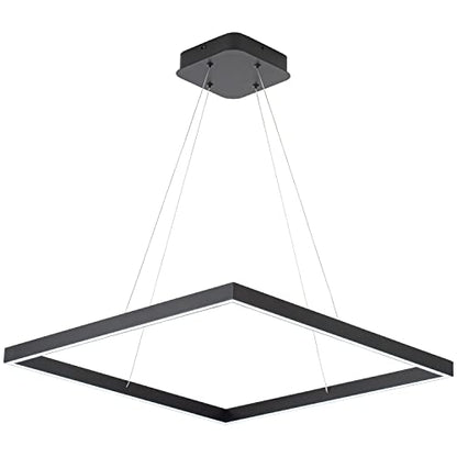 Modern Square Chandelier, Square Ceiling Pendant Light Fixture,Black - size: 1-Light 23.6"