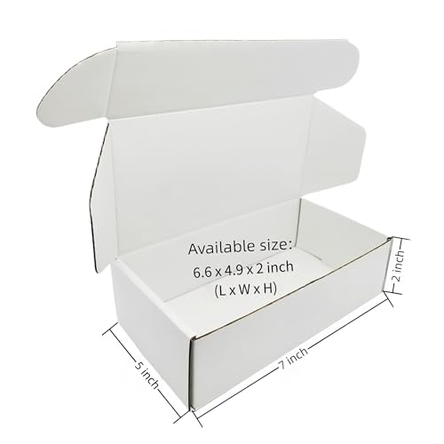 7x5x2 inch Small White Mailers Boxes Set of 10 - size: 7x5x2 inch