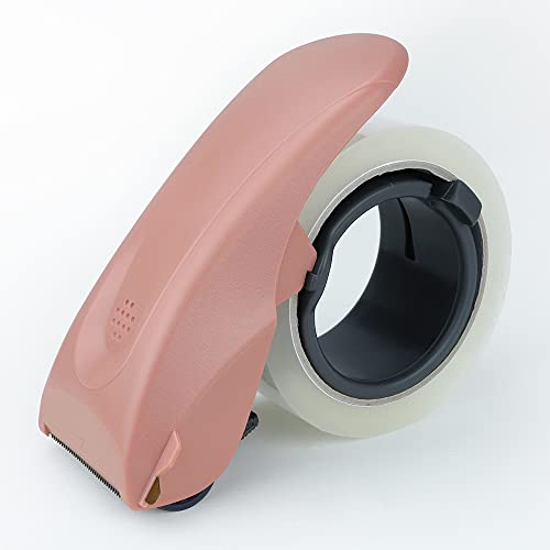 ABEL Duet 2-in-1 Packing Tape Dispenser & Splitter, Pink, 2 Inch Wide Ergonomic Tape Gun, Built-in Safety Tape Splitter, Shipping Moving Mailing Box Sealing Carton Packaging, Lightweight Tape Cutter - color: Pink