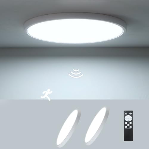 12in Motion Sensor Ceiling Light Indoor, 24W 2400LM, White - color: White, size: 12 inch 2 pack