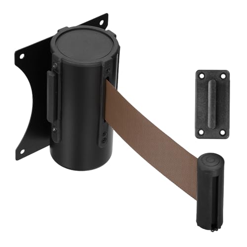 PATIKIL Fixed Wall Mount Retractable Belt Barrier 10 Feet, Brown 1 Pcs - color: Brown, size: 10 Feet