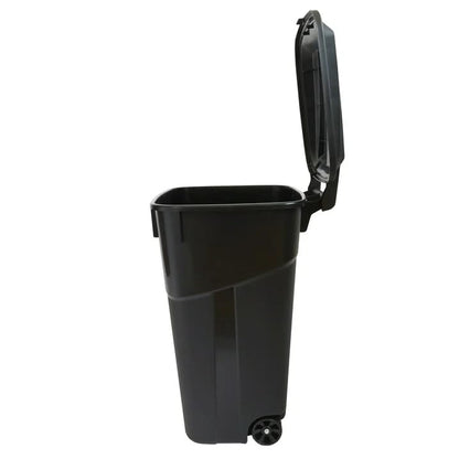 32 Gallon Wheeled Plastic Garbage Can, Black