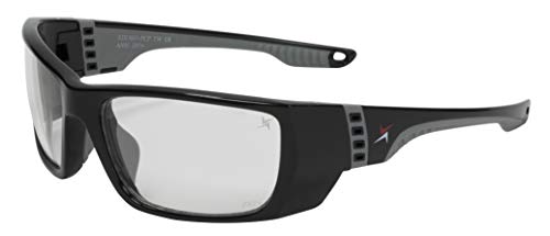 X Power ANSI Z87+ Safety Sunglasses Impact Resistant Polycarbonate Lens & Double Injection Frame - color: 003 Black & Grey Frame / Clear Lens