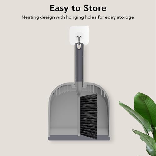SetSail Small Dustpan and Brush Set with Comb Teeth Clean Pet Hair, Gray - color: Gray