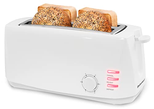 Elite Gourmet 4-Slice Long Slot Toaster, Extra-Wide Slots, 6 Toast Settings - color: White