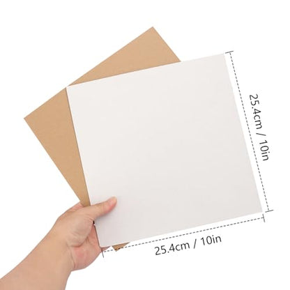 100 Pack 10"x 10" Corrugated Cardboard Sheets, Flat Cardboard Layer Pads 2 mm Thickness, Flexible Packaging Inserts for Shipping, Mailing, and Crafts,(White) by IHDYPPEW - size: 100 Pack 10"x 10" white